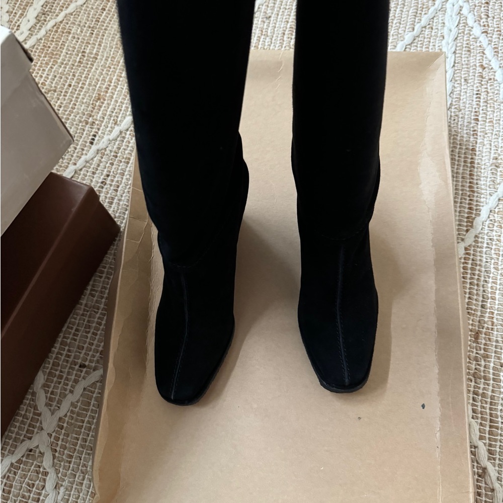 Stuart Weitzman suede wedge boots 3.5 inch heel